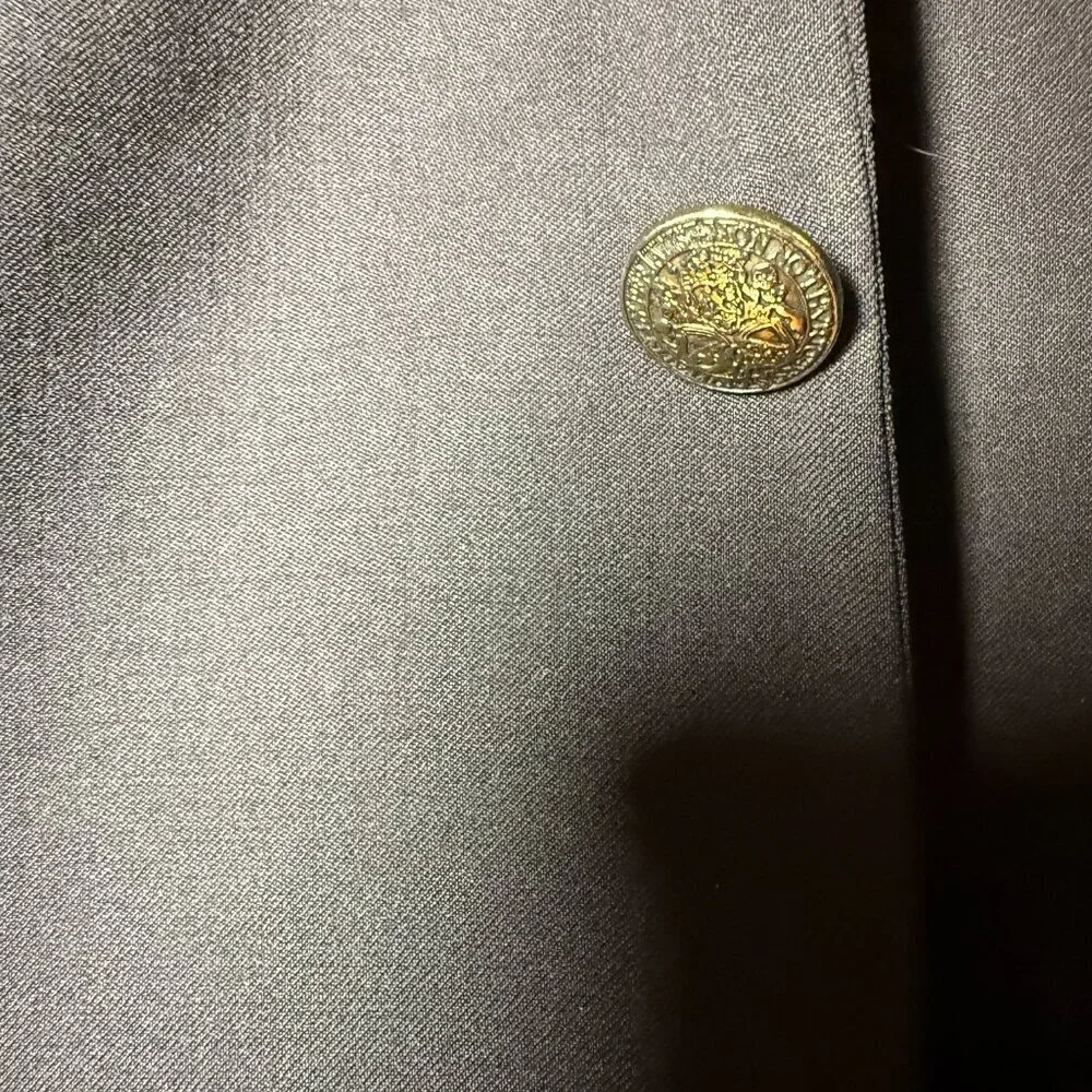 Austin Reed Mens Dillards Blue Worsted Wool Blazer Jacket 48R Gold Buttons